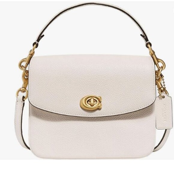 COACH Cassie 19 pebbled leather top handle small crossbody bag - White - Picture 1 of 14